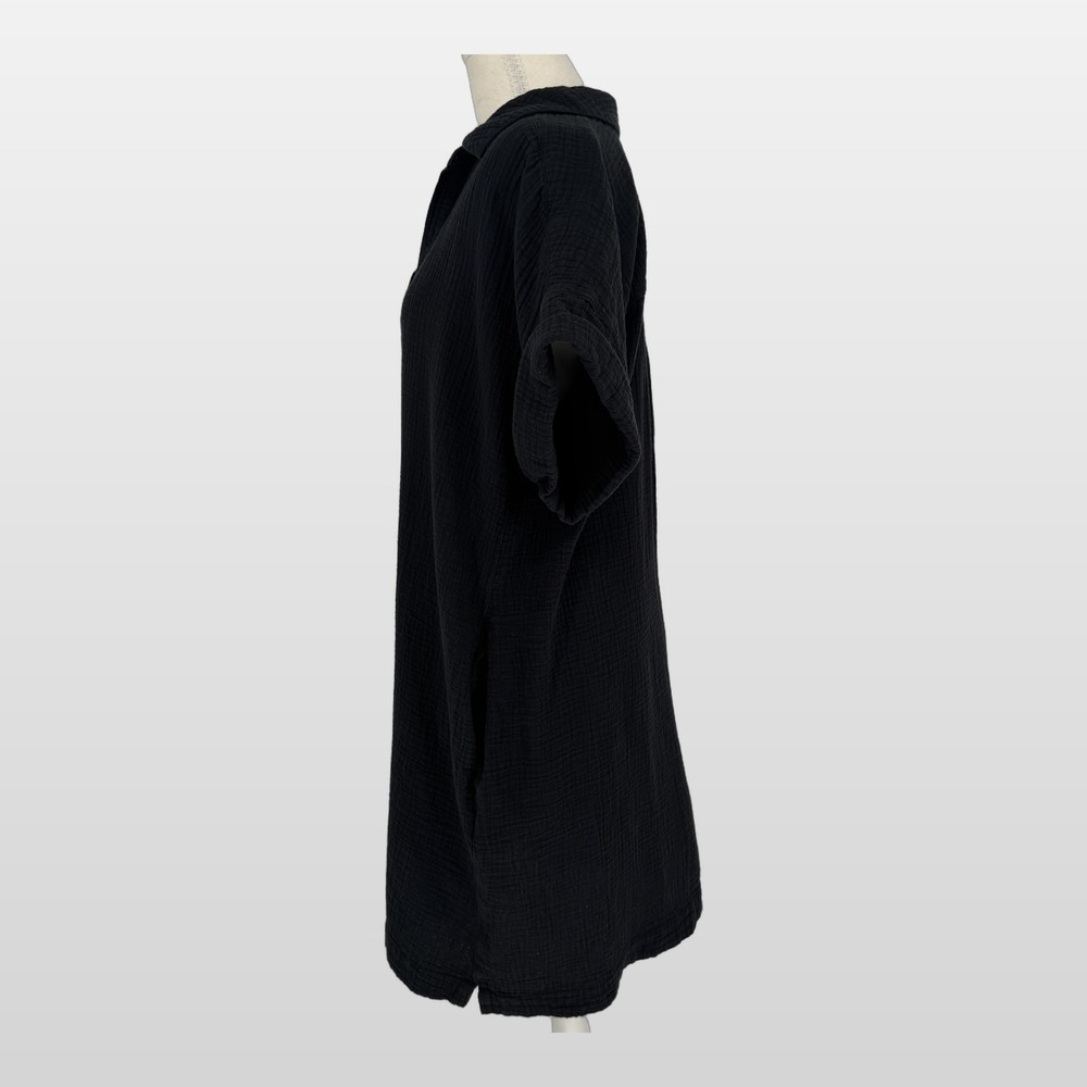 J.Crew Cotton Gauze Summer Dress XL Black Coastal Minimalist Capsule 90s Beach - Picture 4 of 16